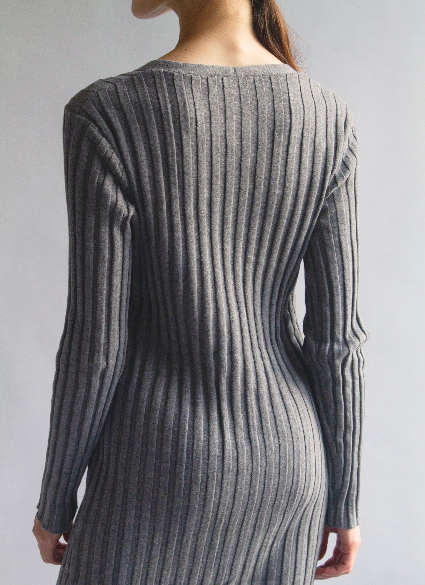 Ribbed Button-front Sweater Dress